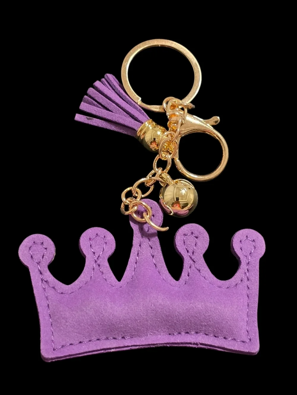 Purple Crown Bsg Charm Keychain with Gold Accents
